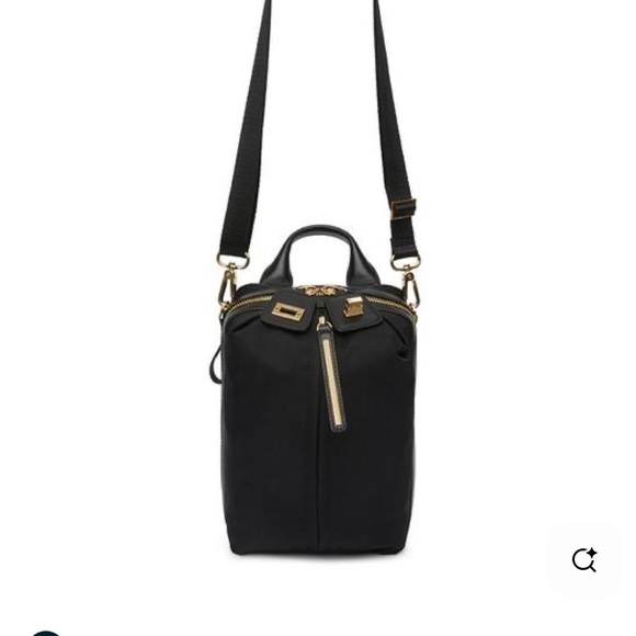 Caraa Convertible Studio 2 Mini Crossbody Bag Black Nylon Gold Zippers - Picture 1 of 2